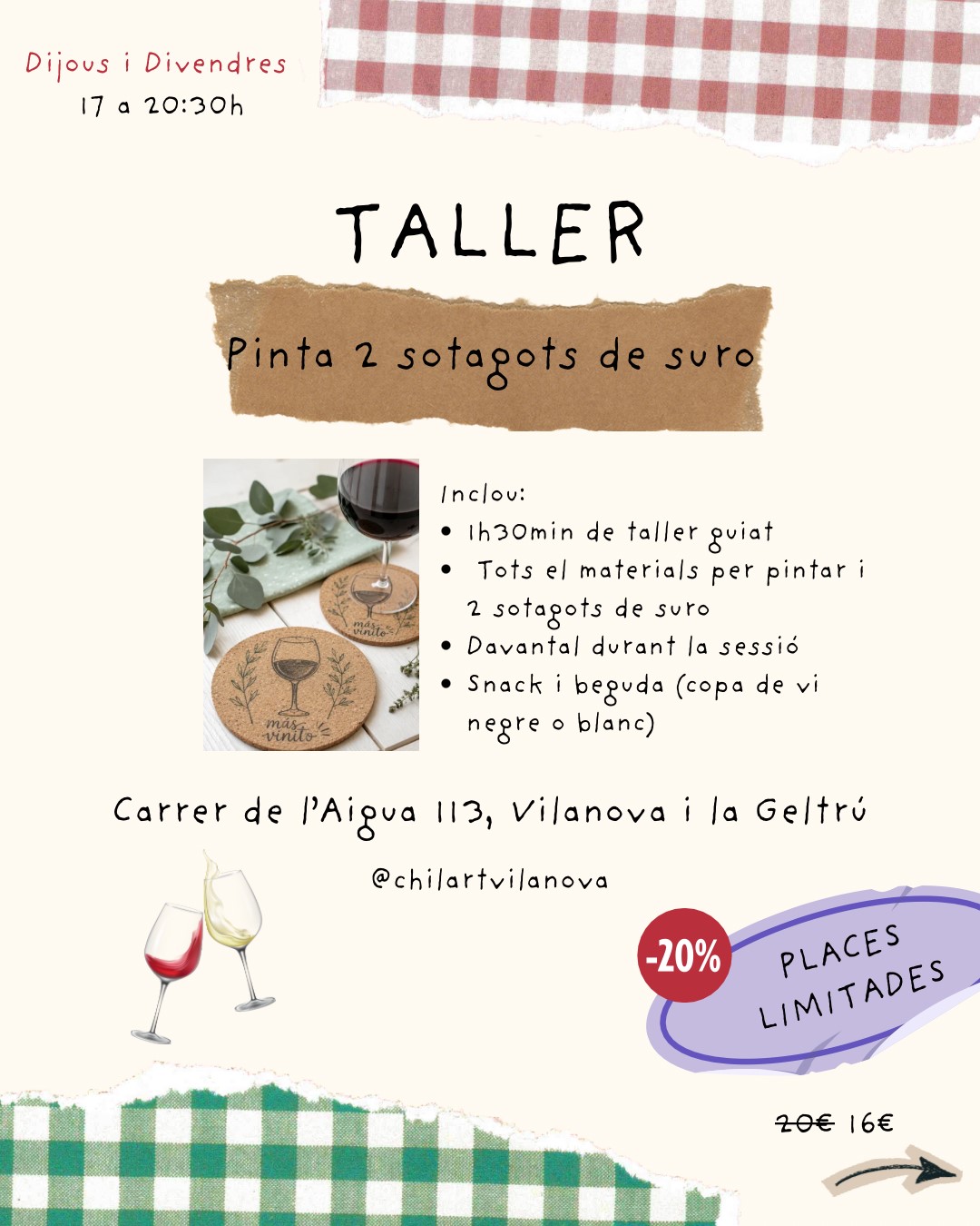 Pinta 2 posavasos de corcho en ChilArt